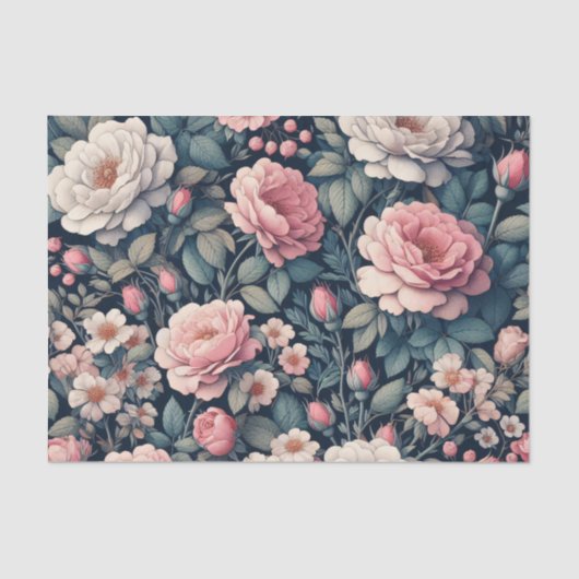 Blush Roze en Witte Bloemen Decoupage Tissuepapier (Voorkant)