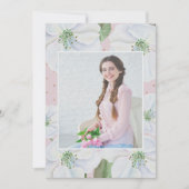 Blush roze en witte bloemen foto afstuderen partij kaart (Voorkant)
