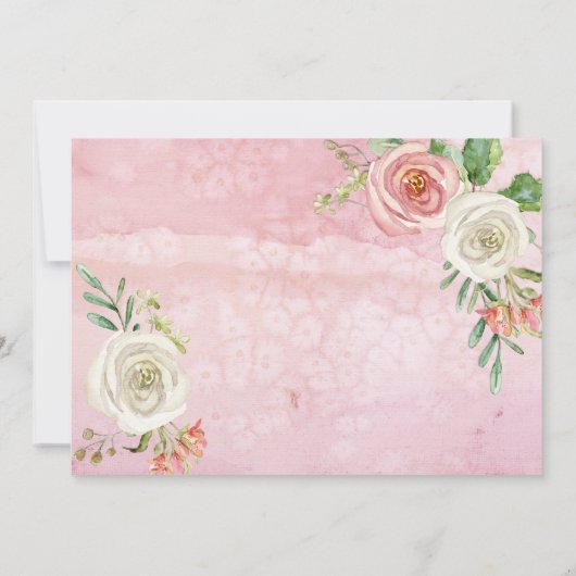 Blush roze en witte bloemen | Meisje Baby shower Kaart (Achterkant)