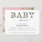 Blush roze en witte bloemen | Meisje Baby shower Kaart (Voorkant / Achterkant)