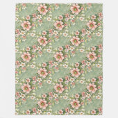 Blush roze en witte bloemen op salie fleece deken (Voorkant)