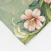 Blush roze en witte bloemen op salie fleece deken (Hoek)