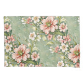 Blush roze en witte bloemen op salie kussensloop (Voorkant)