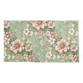 Blush roze en witte bloemen op salie kussensloop (Achterkant)