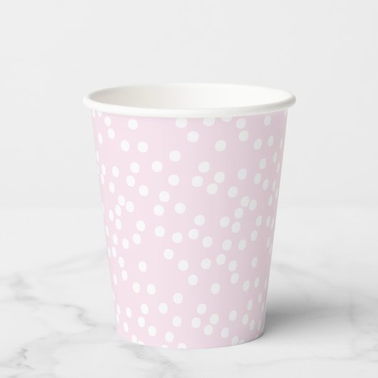 Blush roze en witte Confetti / pokadots Papieren Bekers (Achterkant)