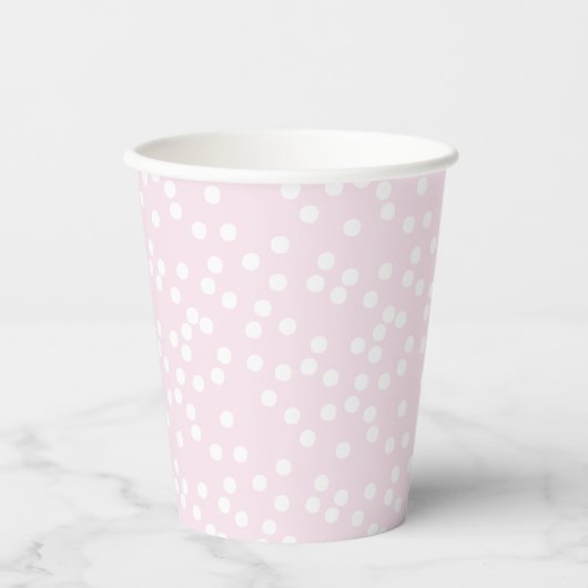 Blush roze en witte Confetti / pokadots Papieren Bekers (Voorkant)