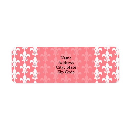 Blush Roze en witte Fleur de Lis Patroon Etiket (Voorkant)