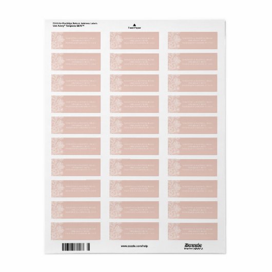 Blush roze en witte kant etiket (Full Sheet)