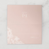 Blush roze en witte kant roze bruiloft plaatskaartje (Buitenkant ongevouwen)