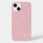 Blush Roze en Witte Lijn Tekening Iphone case (Achterkant)