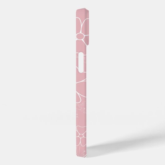 Blush Roze en Witte Lijn Tekening Iphone case (Achterkant / Rechts)