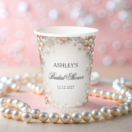 Blush roze en witte parels Vrijgezellenfeest Papieren Bekers