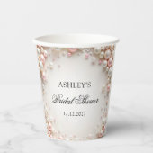 Blush roze en witte parels Vrijgezellenfeest Papieren Bekers (Voorkant)