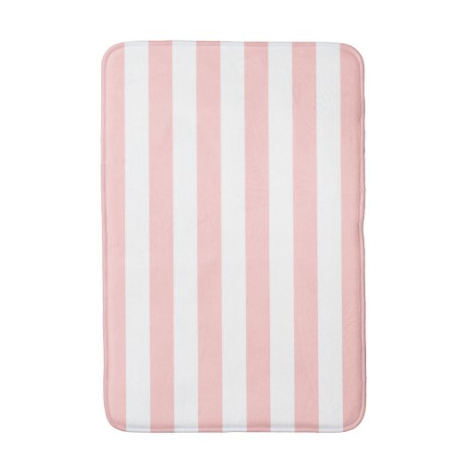 Blush roze en witte strepen | Bewerkbare kleuren Badmat (Voorkant Verticaal)
