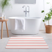 Blush roze en witte strepen | Bewerkbare kleuren Badmat