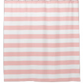 Blush roze en witte strepen | Bewerkbare kleuren Douchegordijn (Voorkant)