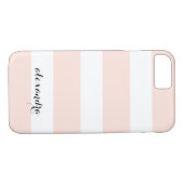 Blush roze en witte strepen Case-Mate iPhone case (Achterkant (Horizontaal))