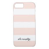 Blush roze en witte strepen Case-Mate iPhone case (Achterkant)