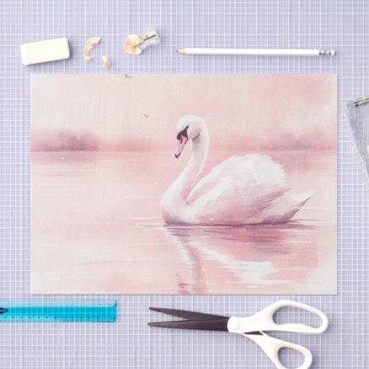 Blush Roze en Witte Zwaan Decoupage Tissuepapier (Craft)