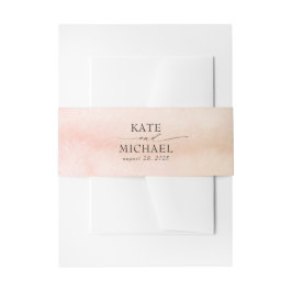 Blush Roze en Zachte Perzik Waterverven Modern Uitnodigingen Wikkel