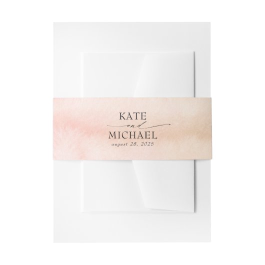 Blush Roze en Zachte Perzik Waterverven Modern Uitnodigingen Wikkel (Voorkant Voorbeeld)