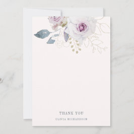 Blush Roze en Zachte Violet Floral Bedankkaart