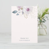 Blush Roze en Zachte Violet Floral Bedankkaart (Staand voorkant)