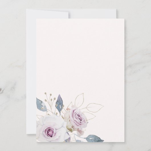 Blush Roze en Zachte Violet Floral Bedankkaart (Achterkant)