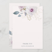 Blush Roze en Zachte Violet Floral Bedankkaart (Voorkant / Achterkant)