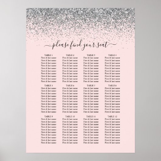 Blush roze en zilver glitter Weddenschappen Poster (Voorkant)
