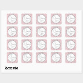 Blush Roze en Zilveren Confetti Trendy Gracias Vierkante Sticker (Vel)