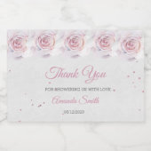 Blush Roze en Zilveren Waterverf Mini Sparkling Wijnetiket (Enkel label)