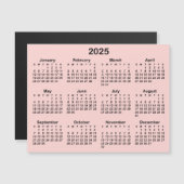 Blush roze en zwart 2025 Magnetische kalender (Voorkant / Achterkant)