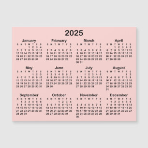 Blush roze en zwart 2025 Magnetische kalender