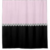 Blush roze en zwart Bejeweled Douchegordijn (Voorkant)