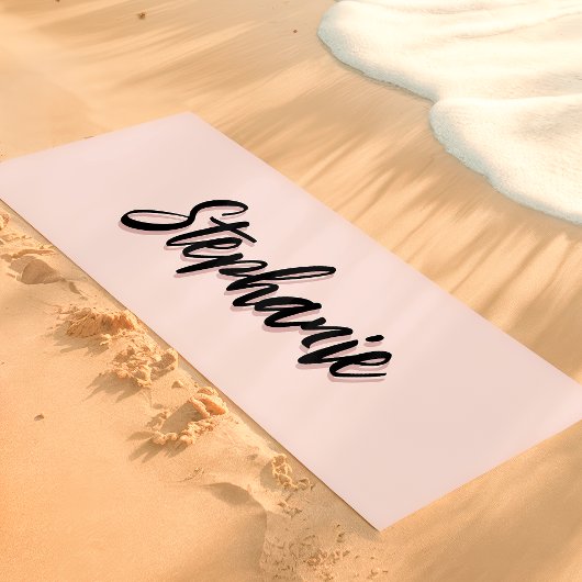 Blush roze en zwart Custom Name Simple Yogamat