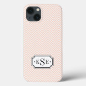 Blush Roze en Zwart Elegant Chevron Monogram Case-Mate iPhone Case (Achterkant)