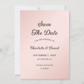 Blush Roze en Zwart Elegant Minimalistische Bruilo Save The Date (Voorkant)