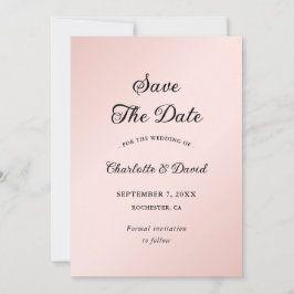 Blush Roze en Zwart Elegant Minimalistische Bruilo Save The Date