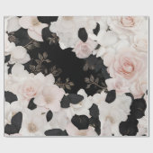 Blush roze en zwart floral wrapping papier (Vlak)