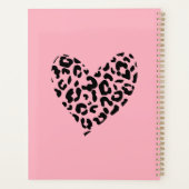 Blush Roze en Zwart Luipaard Patroon Hart Planner (Achterkant)