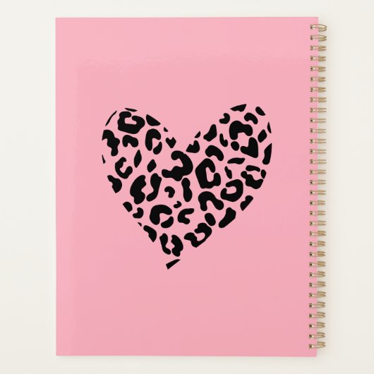 Blush Roze en Zwart Luipaard Patroon Hart Planner (Achterkant)