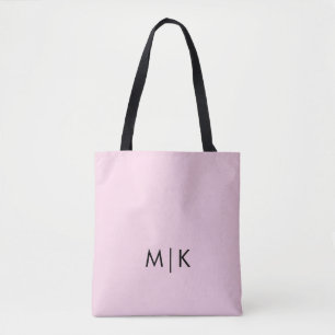 Blush roze en zwart Modern monogram Tote Bag