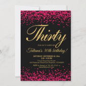 Blush roze en zwart Roos Gold Glitter Birthday Kaart (Voorkant)