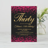 Blush roze en zwart Roos Gold Glitter Birthday Kaart (Staand voorkant)