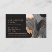 Blush Roze en Zwart Vloeibaar Abstract Marmer Visitekaartje (Achterkant)