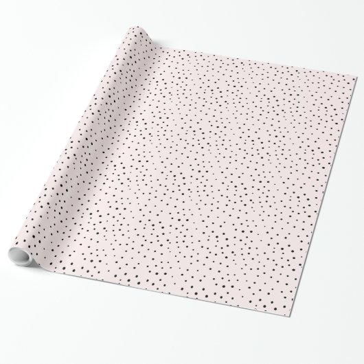 Blush Roze en zwarte Confetti Stippen Verpakkingsp Cadeaupapier (Uitgerold)