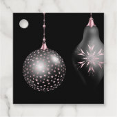 Blush roze en zwarte kersttassen bedankjes labels (Voorkant)