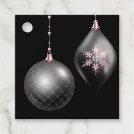 Blush roze en zwarte kersttassen bedankjes labels