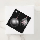 Blush roze en zwarte kersttassen bedankjes labels (In situ)